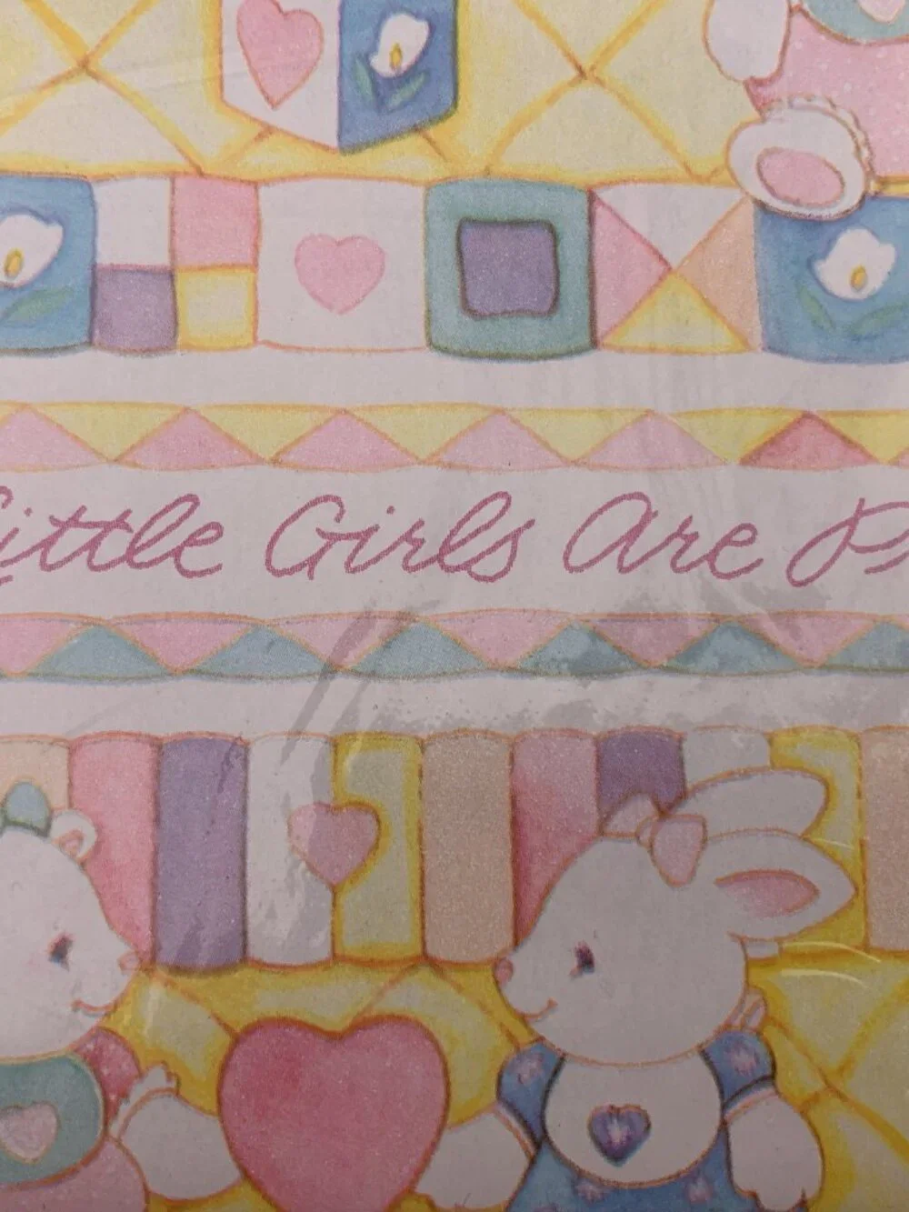 Vintage Baby Gift Wrap Paper Lot Boy Girl Nursery Print American Greetings X 2